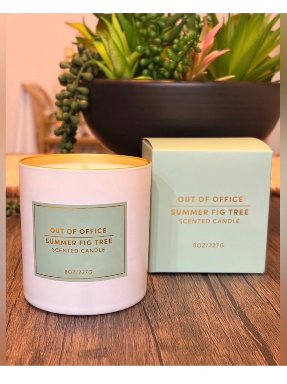 Out Of Office White and Gold Summer Fig Tree Scented Candle